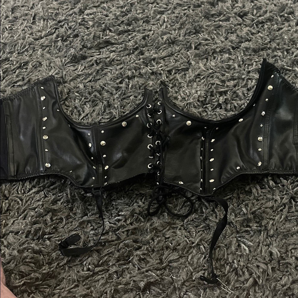 Black Corset Belt with Studded Details